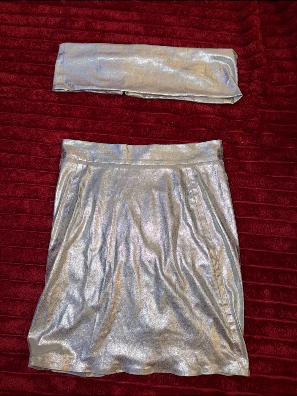 Donna Karan Silver A-Line Metallic Skirt